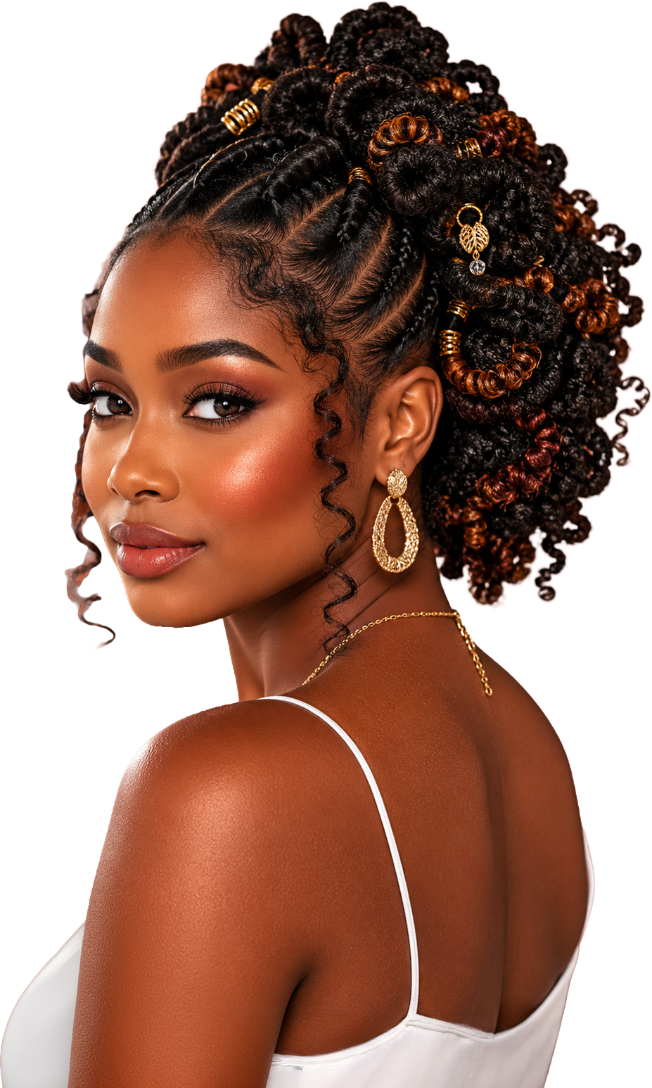 Editorial illustration of a Black woman looking side-back